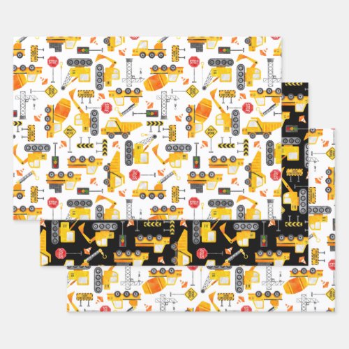 Kids Watercolor Construction Vehicles Pattern Wrapping Paper Sheets