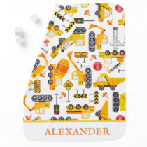 Kids Watercolor Construction Vehicles Personalized Baby Blanket
