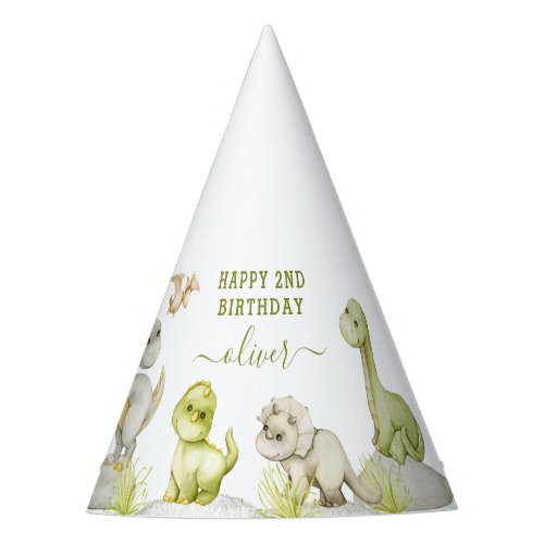 Kids Watercolor Dinosaur Birthday Party Party Hat