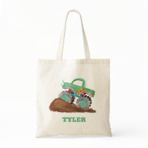 Kids Watercolor Green Monster Stunt Truck Tote Bag