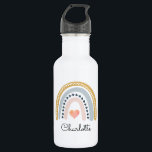 Kid's Watercolor Rainbow  Stainless Steel Water Bottle<br><div class="desc">A cool personalized kid's watercolor boho rainbow stainless steel white water bottle,  featuring a pink mustard and blue rainbow with pink heart in the middle and personalize with your name.</div>