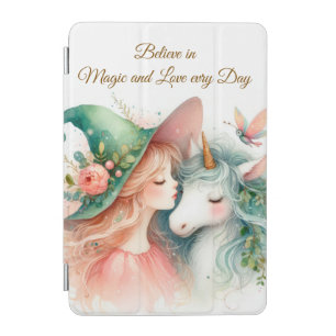 Kids Watercolor Witch Unicorn Magic Fantasy Art iPad Mini Cover