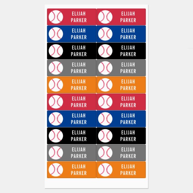 Kids Waterproof School Daycare Baseball Boys Kids' Labels (Sheet)