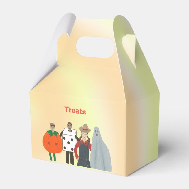 Kids Wearing Costumes Halloween Treats Box (Front Side)