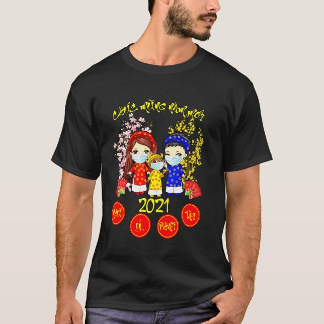 Kids Wearing Mask Happy Vietnamese Quarantine Luna T-Shirt (Front)