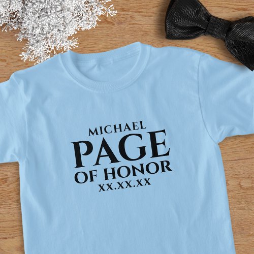 Kids Wedding Usher Custom Page of Honor T_Shirt
