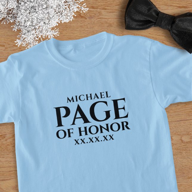 Kids Wedding Usher Custom Page of Honor T-Shirt (Add your Page of Honor's name and your wedding date)