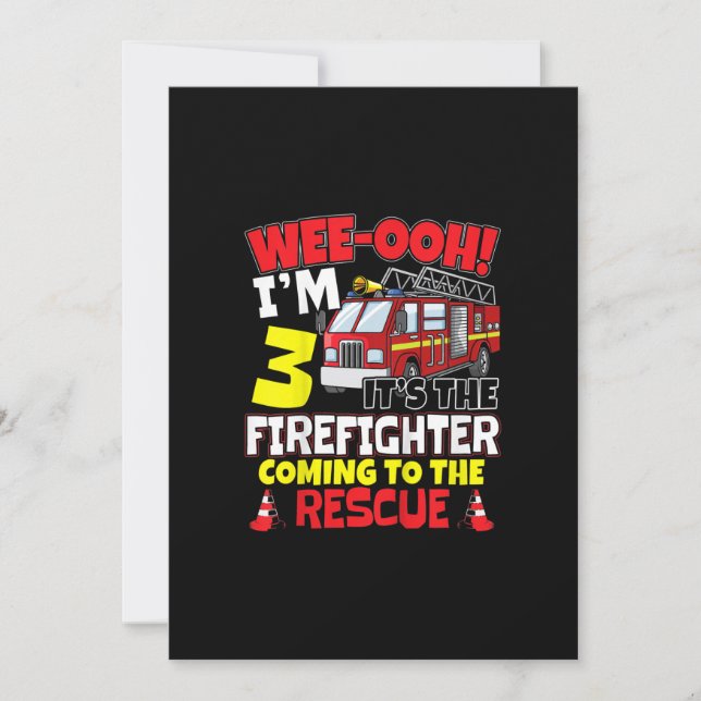 Kids WEE-OOH! Im 3 Firefighter Fire Truck Gift Holiday Card (Front)