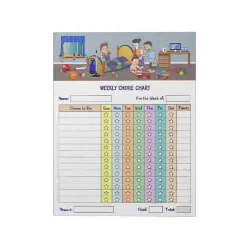 Kids Weekly Chore Chart Notepad