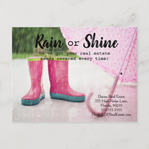 Kids Wellies Umbrella rain real estate Referral Postcard