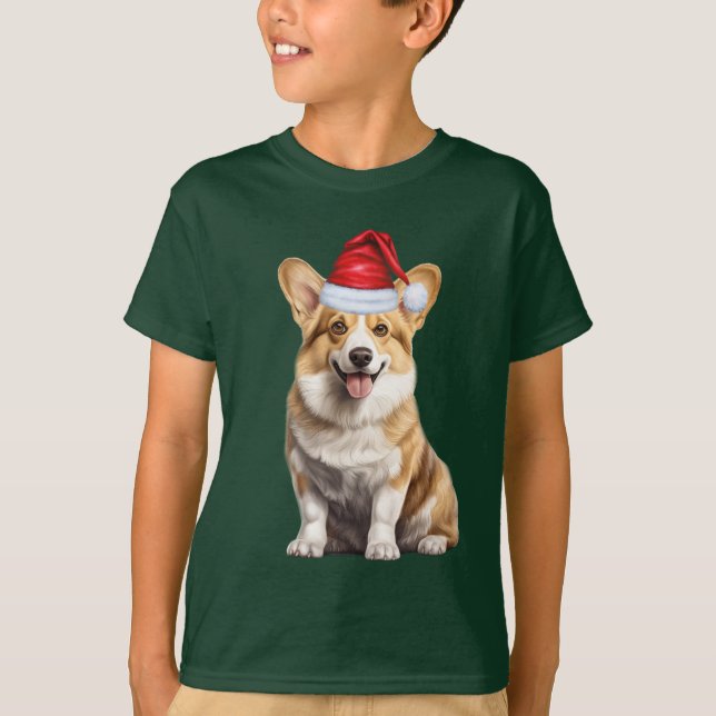 Kids Welsh Corgi Dog Lover Funny Christmas T-Shirt (Front)