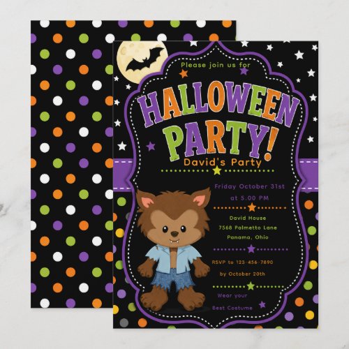Kids Werewolf Halloween Party Invitation