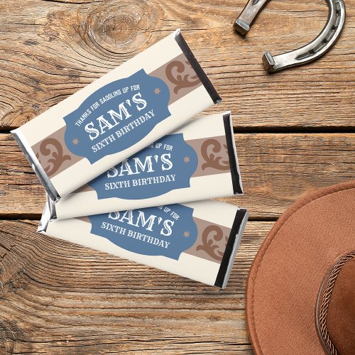 Kids Western Birthday Party BlueBrown Hershey Bar Favors