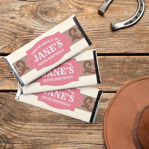 Kids Western Birthday Party PInkBrown Hershey Bar Favors