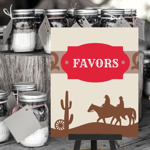 Kids Western Red Party Favor Sign