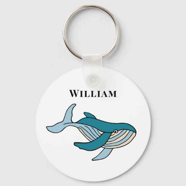 Kids Whale Classic Personalized Name Keychain (Front)