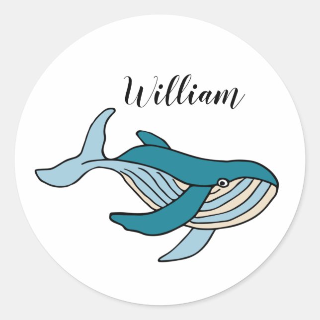 Kids Whale Classic Round Sticker (Front)