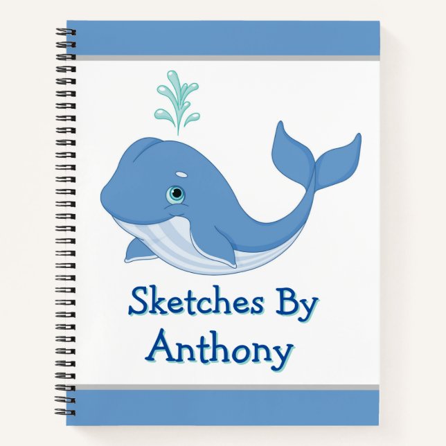 Kids Whale Custom Sketch Notebook (Front)