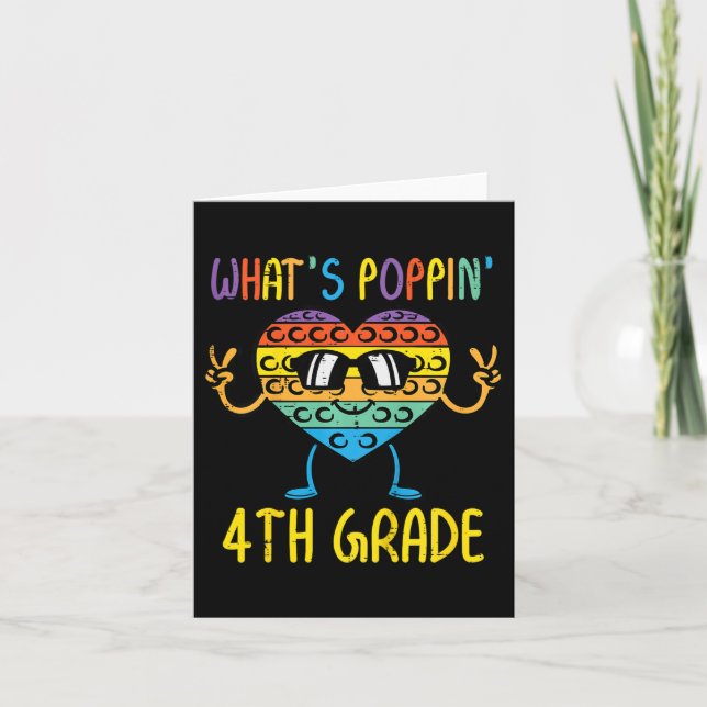 Kids Whats Poppin 4th Grade Heart Fidget Pop It Fi Card (Front)