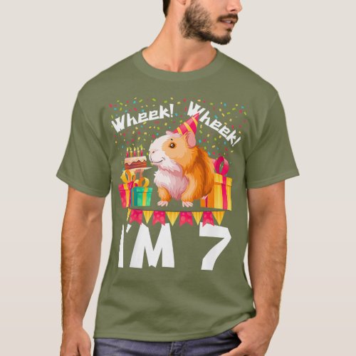 Kids Wheek Wheek Im 7 Birthday Party Hamster Pet T_Shirt