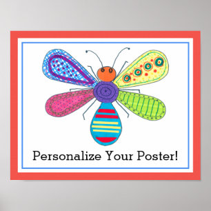 Kid's Whimsical Bug Art Love Beautiful Insects Poster