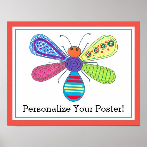 Kids Whimsical Bug Art Love Beautiful Insects Poster