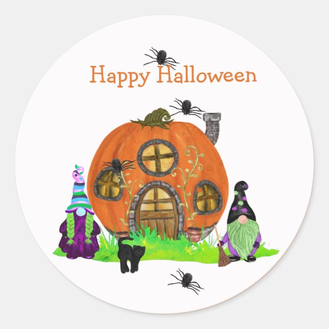 Kids Whimsical Gnomes Halloween Sticker (Front)