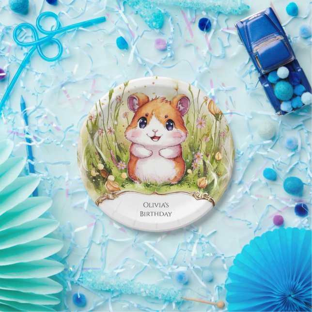 Kids Whimsical Hamster Birthday Paper Plates (Party)