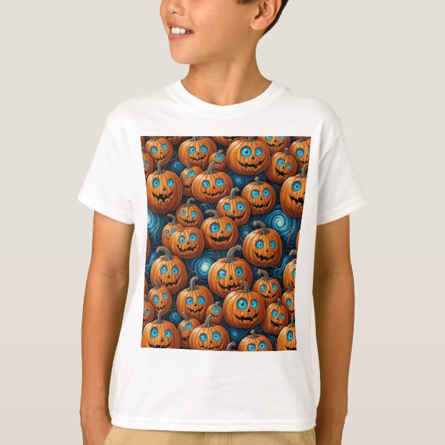 Kids Whimsical Pumpkin Halloween T-Shirt (Front)