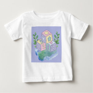Kids Whimsical Toy Blocks With Watercolor Design  Baby T-Shirt