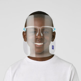 KIDS - White Initial in Navy Square Kids' Face Shield