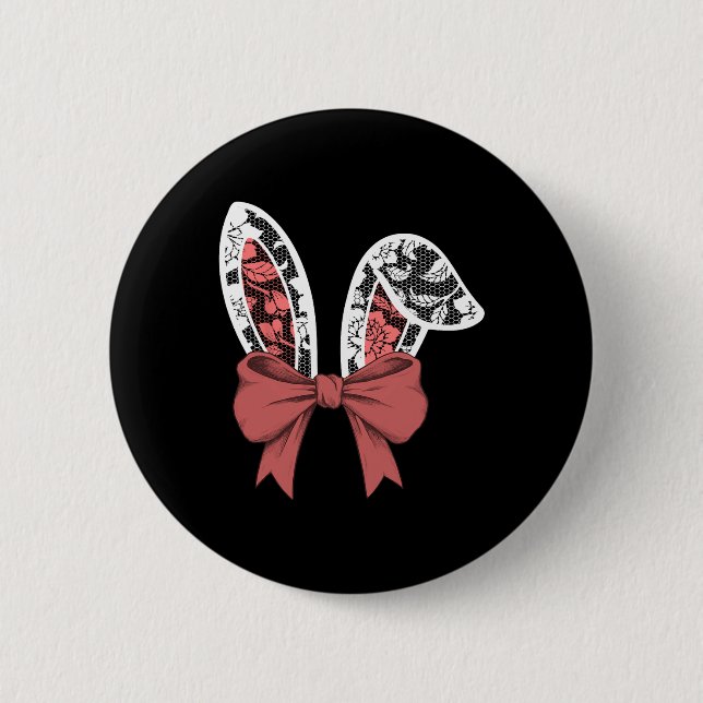 Kids White Lace Bow Rabbit Ears Easter Bunny Boys  Button (Front)