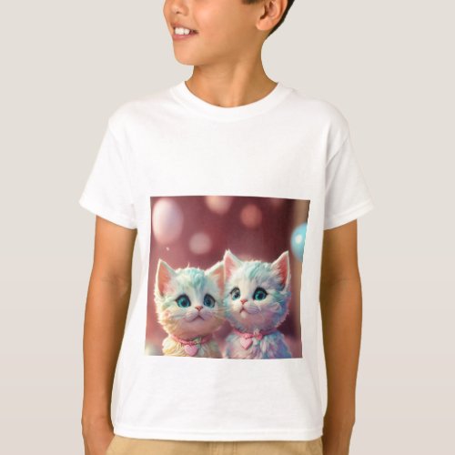 Kids white t shirt cat desighn 