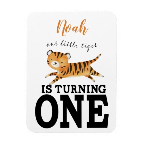 Kids Wild One Jungle Tiger First Birthday Magnet