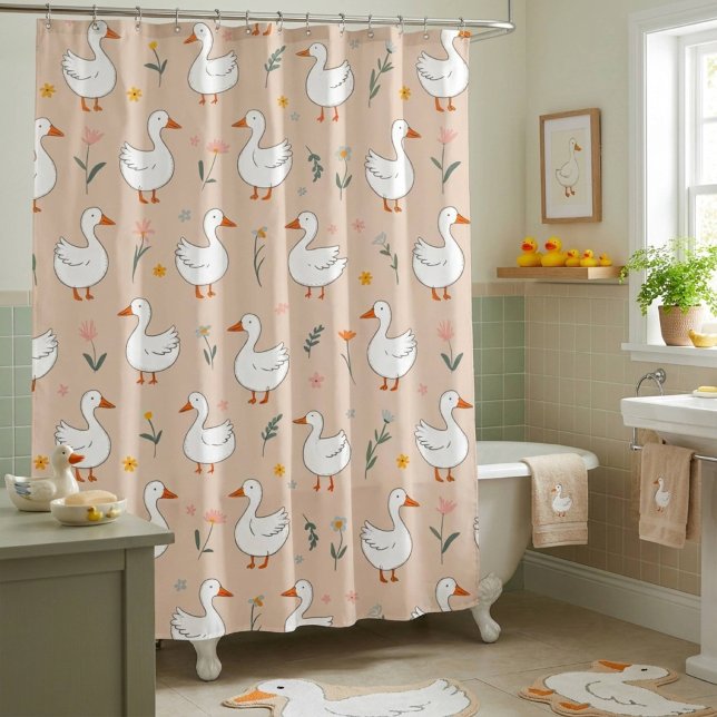 Kids Wildflower Duck Shower Curtain (Creator Uploaded)