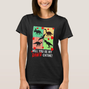 Kids Will You Be My Rawr Entine  Valentines Day Di T-Shirt