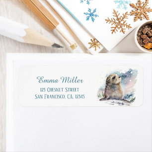 Kids Winter Watercolor Seal Return address Label