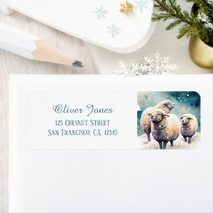 Kids Winter Watercolor  Sheep Return address  Label