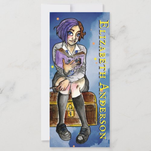 Kids Witch Teen Girl Cartoon Watercolor Bookmark