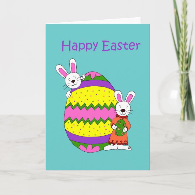 Kids with Easter egg Holiday Card (Front)