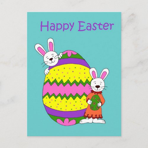 Kids with Easter egg Holiday Postcard