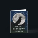 Kids Wolf Howling at the Moon Wolves Birthday Card<br><div class="desc">Wish a fellow wolf fan a happy birthday; illustrated wolf silhouette howling at the moon.</div>