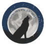 Kids Wolf Howling at the Moon Wolves Party Classic Round Sticker