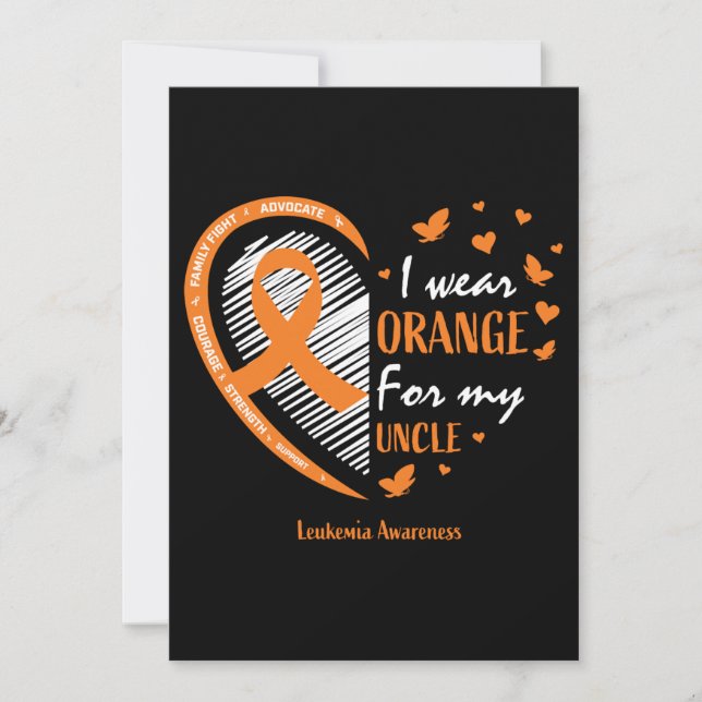 Kids Women I Wear Orange For My Uncle Leukemia Invitation (Front)