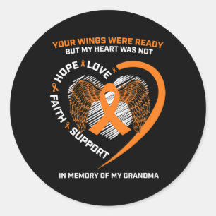 Kids Women Men Memory Of My Grandma Leukemia Aware Classic Round Sticker