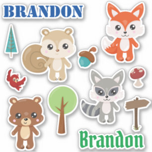 Kids Woodland Animals Personalized Fun set Sticker