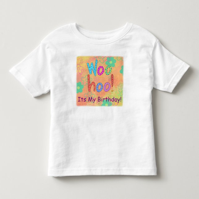 Kid's Woohoo Its My Birthday Orange Graphic Toddler T-shirt (Front)