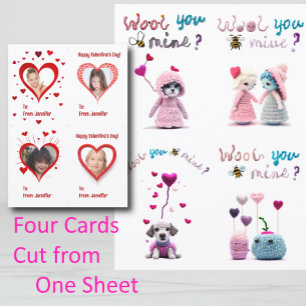 Kids Wooly Critters 4xValentine's Day Card