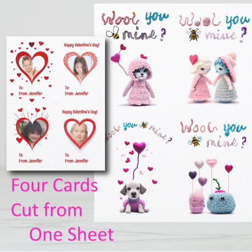 Kids Wooly Critters 4xValentines Day Card