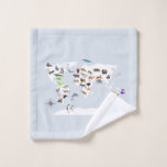 Kids World Map Animals Bath Towel Set